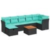 vidaXL Set Divani da Giardino 8 pz con Cuscini Nero in Polyrattan