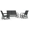 vidaXL Set Mobili a Dondolo Giardino 3 pz Nero Textilene e Acciaio