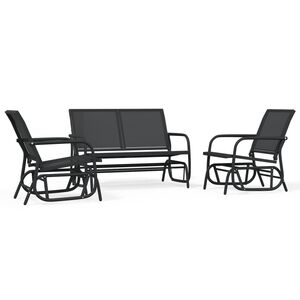 vidaXL Set Mobili a Dondolo Giardino 3 pz Nero Textilene e Acciaio