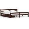 vidaXL Giroletto con 2 Cassetti Marrone Scuro Legno di Pino 180x200 cm
