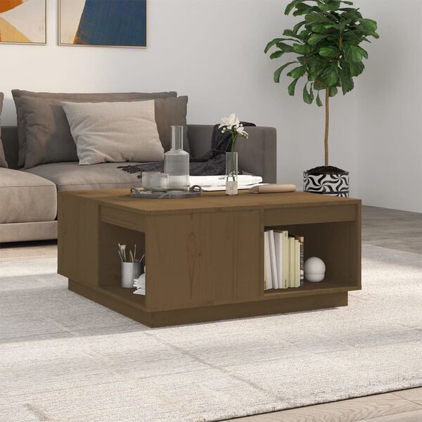 vidaXL Tavolino da Salotto ambra 80x81x36,5 cm Legno Massello di Pino