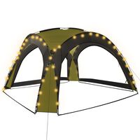 vidaXL Tenda per Feste con LED e 4 Pareti 3,6x3,6x2,3 m Verde