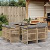 vidaXL Set Pranzo da Giardino 9 pz con Cuscini Beige Misto Polyrattan