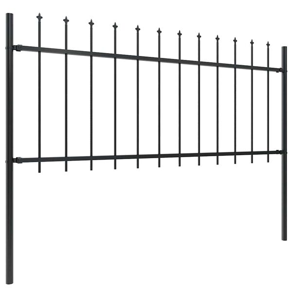 vidaXL Recinzione da Giardino con Punta a Lancia in Acciaio 1781,5x80 cm Nero