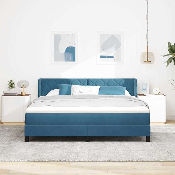 vidaXL Letto a molle con materasso Blu scuro 180 x 200 cm Velluto