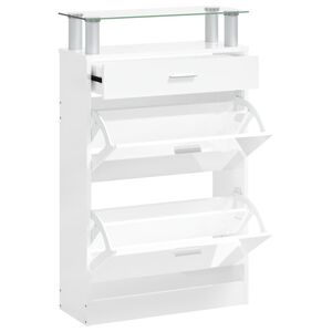 vidaXL Scarpiera Bianco Lucido 63x24x104 cm in Legno Multistrato