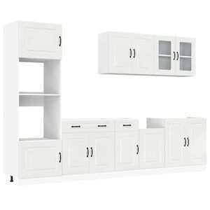 vidaXL Set Mobili da Cucina 7 pz Kalmar Bianchi Lucido in Truciolato