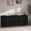 vidaXL Credenza Nera 210x35x80 cm in Legno Massello di Pino