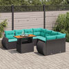 vidaXL Set Divani da Giardino 9 pz con Cuscini Nero in Polyrattan