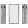 vidaXL Appendiabiti a muro con specchio Grigio Sonoma 96 x 1,5 x 90 cm