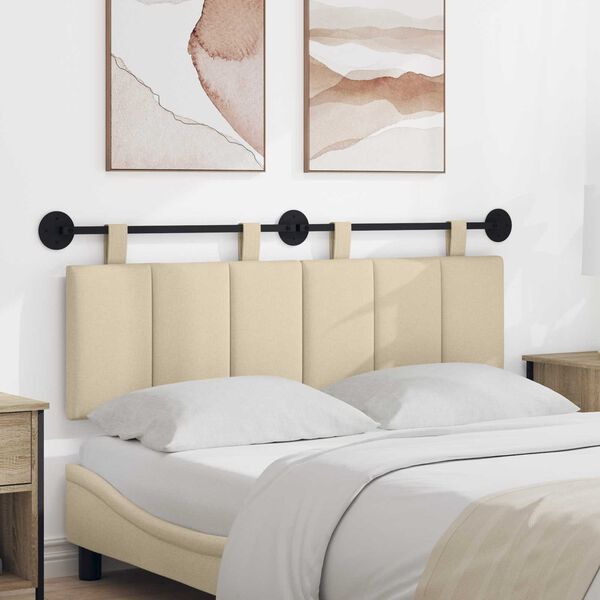 vidaXL Testata appesa Montaggio a parete Crema 150 x 55 x 5 cm Tessuto