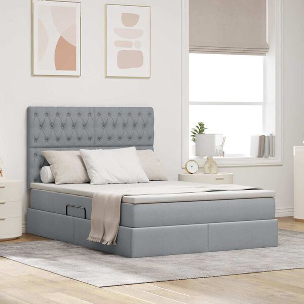 vidaXL Letto con Contenitore con materasso Grigio chiaro 140 x 200 cm