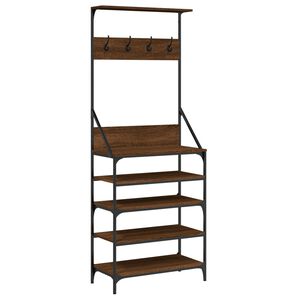 vidaXL Appendiabiti con Porta Scarpe Rovere Marrone 70x34x184 cm