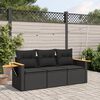 vidaXL Set Divani da Giardino 3 pz con Cuscini in Polyrattan Nero