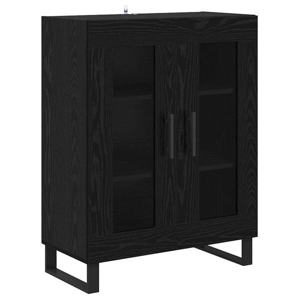 vidaXL Credenza Rovere Nero 69,5 x 34 x 90 cm Legno multistrato