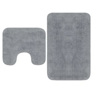 vidaXL Set Tappetini per Bagno 2 pz in Tessuto Grigio