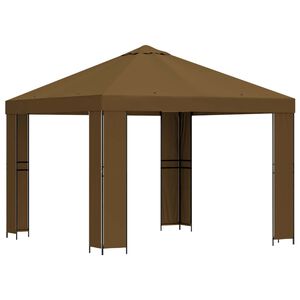 vidaXL Gazebo 3 x 3 m Tortora Poliestere e Acciaio 190 gsm