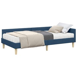 vidaXL Struttura Letto Angolare con Materasso 2 pcs Blu Tessuto