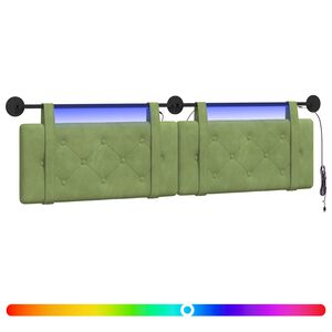 vidaXL Testiera sospesa Con luce LED Verde chiaro Velluto