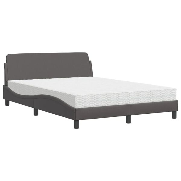 vidaXL Letto con Materasso Dover Grigio 120x200 cm in Similpelle