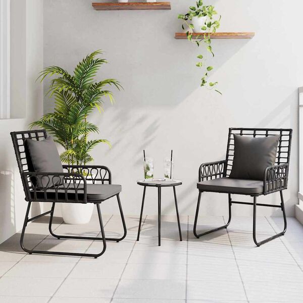vidaXL Set da Pranzo per Giardino 3 pcs Nero e antracite