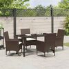 vidaXL Set da Pranzo per Giardino con cuscino 5 pcs Marrone polyrattan