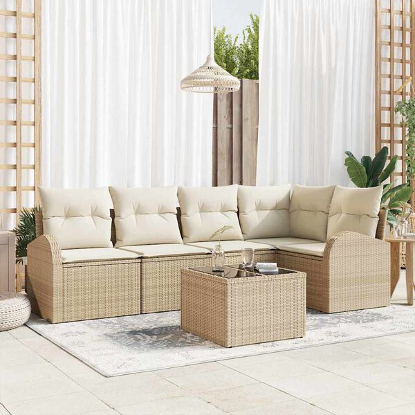 vidaXL Set di divani con cuscino Beige Poliestere