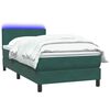 vidaXL Letto a Molle con Materasso e LED Verde Scuro 80x220 cm Velluto