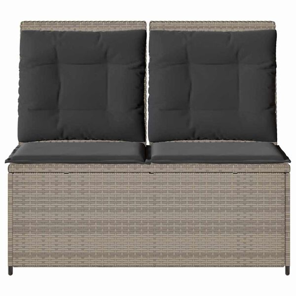 vidaXL Panchina da giardino con cuscino Grigio chiaro Poly Rattan