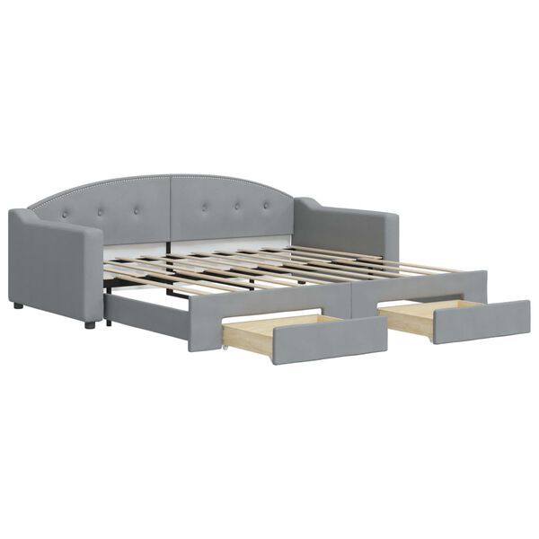 vidaXL Divano Letto Estraibile Cassetti Grigio Chiaro 90x190cm Tessuto