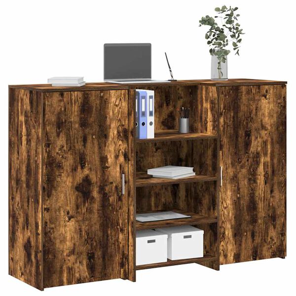 vidaXL Banco Reception Rovere Fumo 155x50x103,5cm in Legno Multistrato