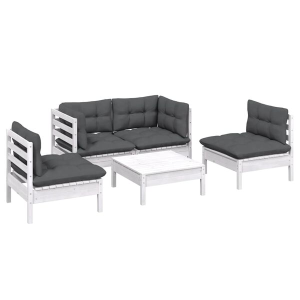 vidaXL Set Salotto da Giardino 5pz con Cuscini Legno Massello di Pino