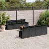 vidaXL Set Divani da Giardino 9 pz con Cuscini Nero in Polyrattan