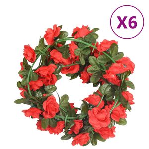 vidaXL Ghirlande Fiori Artificiali Natale 6 pz Rosso 240 cm