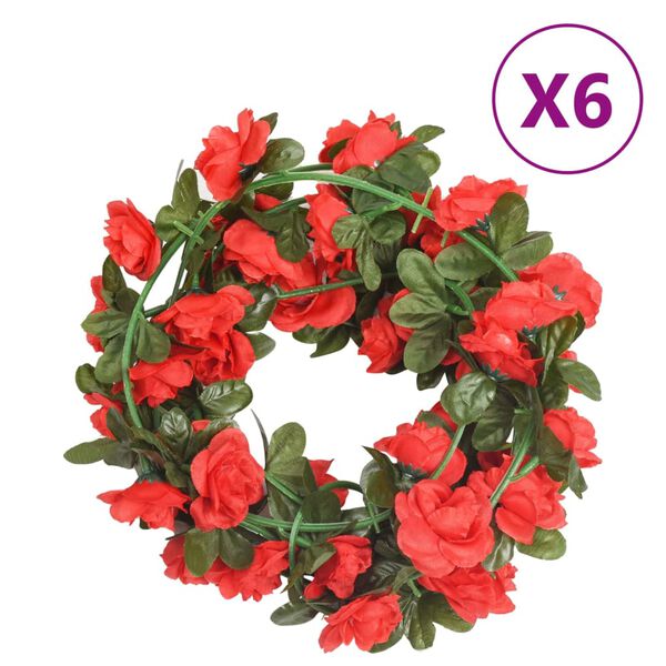 vidaXL Ghirlande Fiori Artificiali Natale 6 pz Rosso 240 cm