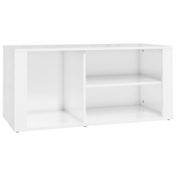 vidaXL Scarpiera Bianco Lucido 100x35x45 cm in Legno Multistrato