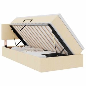 vidaXL Letto con contenitore LED e materasso Crema 90 x 200 cm Tessuto