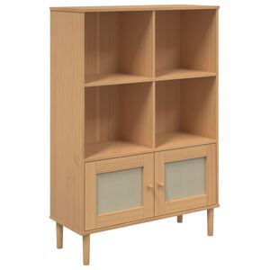 vidaXL Credenza SENJA Aspetto Rattan Marrone 90x35x130 cm Legno Pino