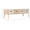 vidaXL Tavolino da Caff&egrave; con 4 Cassetti 110x50x40 cm Massello di Pino