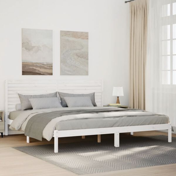 vidaXL Giroletto Extra Lungo senza Materasso Bianco 180x220cm Massello