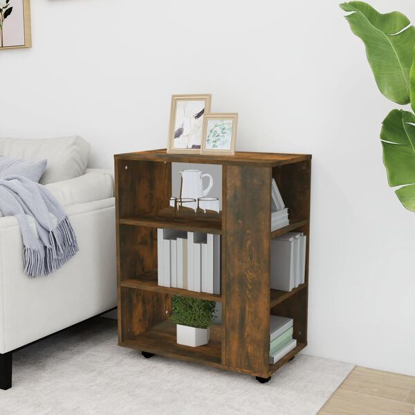 vidaXL Armadietto con Ruote Rovere Fumo 60x35x75 cm Legno Multistrato