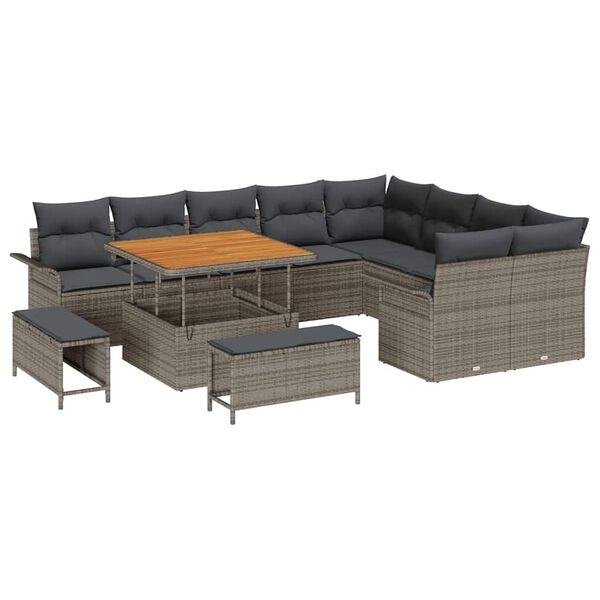 vidaXL Set Divano da Giardino 12 pcs Grigio polyrattan
