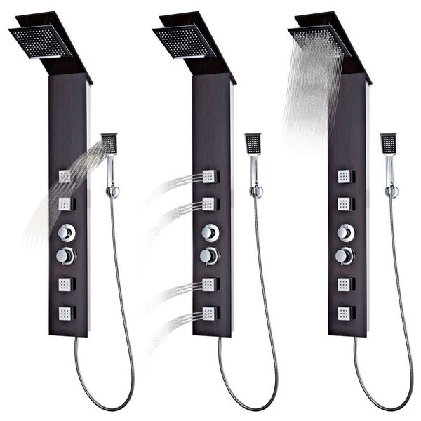 vidaXL Sistema Pannello Doccia in Vetro Marrone