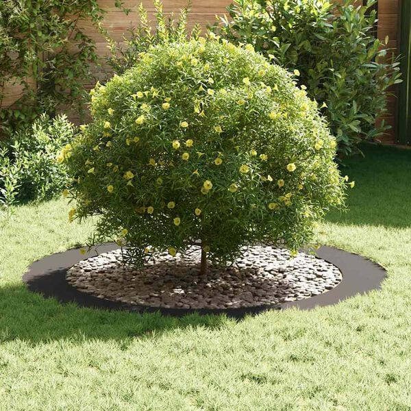 vidaXL adatto per Anello d'Albero Piatto Nero &Oslash;90 / 120 cm Acciaio