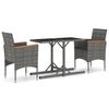 vidaXL Set Mobili da Pranzo per Giardino 3 pz Grigio