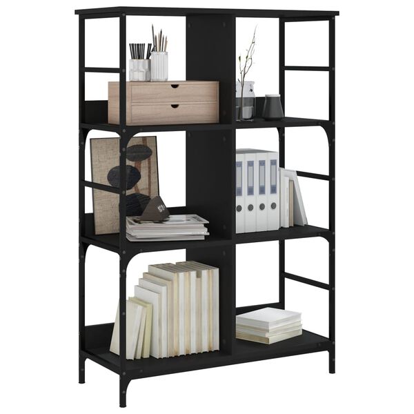 vidaXL Libreria Nera 78,5x33x117,5 cm in Legno Multistrato