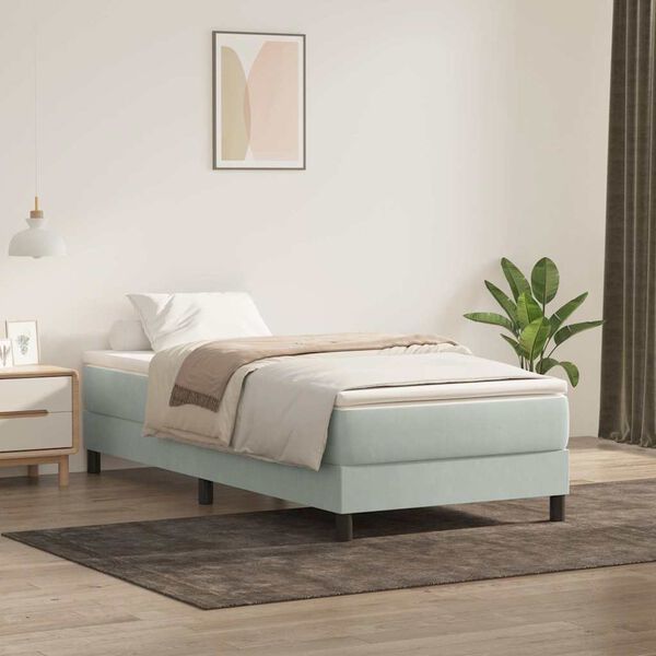 vidaXL Letto a Molle senza Materasso Grigio Chiaro 80x220 cm Velluto