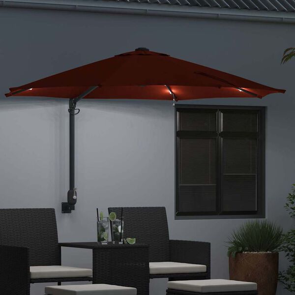 vidaXL Ombrello da giardino Rosso e Nero 248 x 248 x 148 cm