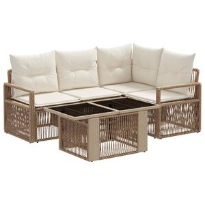 vidaXL Set Divano da Giardino 5 pz Beige e Bianco Crema polyrattan