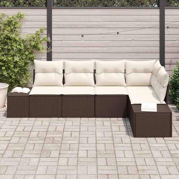 vidaXL Set Divano da Giardino 5 pcs Marrone e Crema polyrattan
